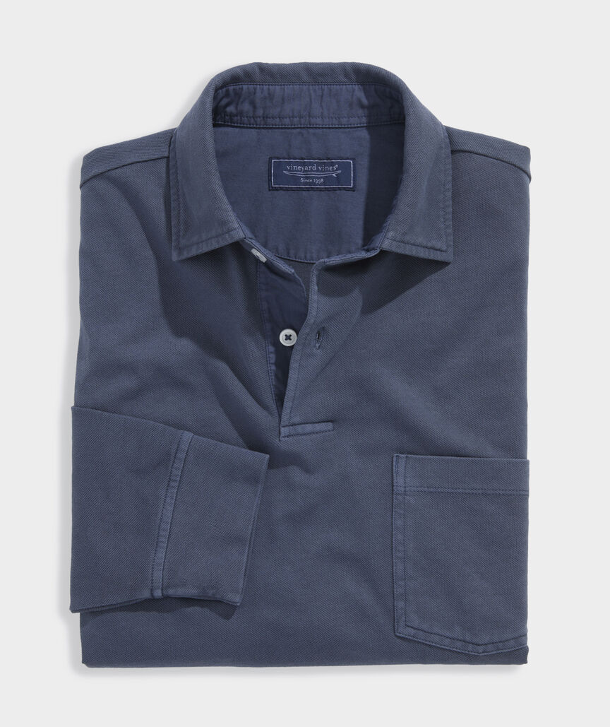 Lived-In Long-Sleeve Pique Polo