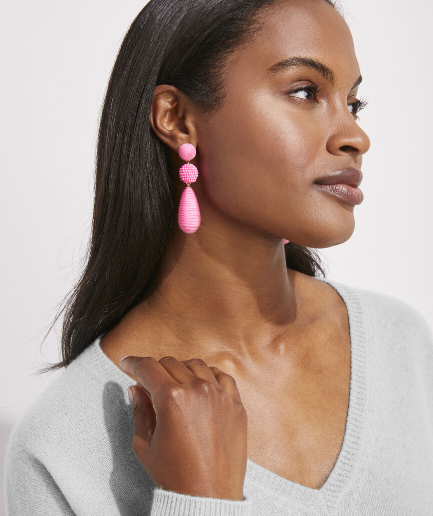 Thread and Bead Drop Earring