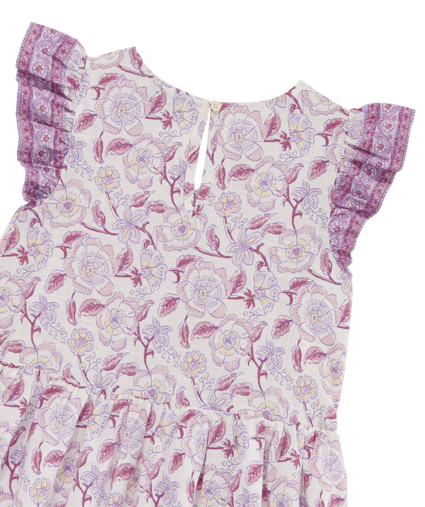 OUTLET Girls' Border Flutter Sleeve Dress