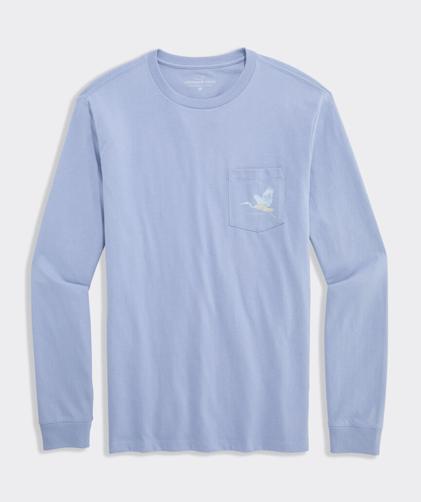 Line Whale Heron Long-Sleeve Pocket Tee