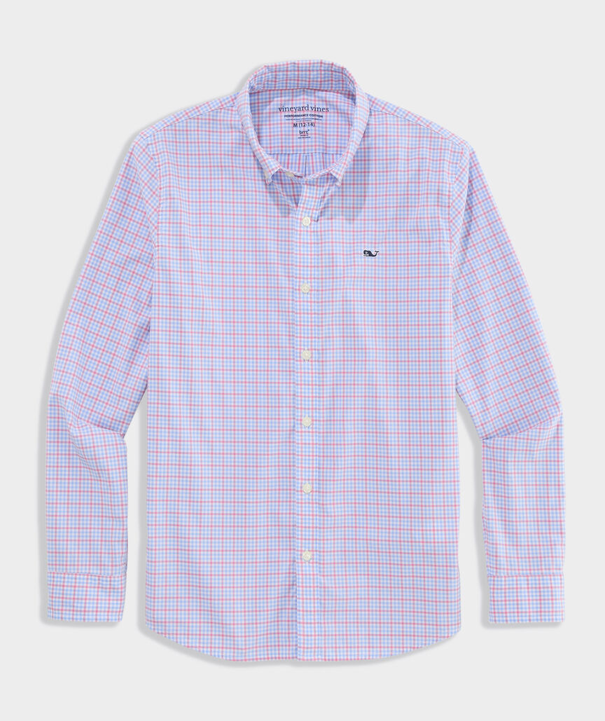 Boys' Catamaran Check Performance Cotton Shirt