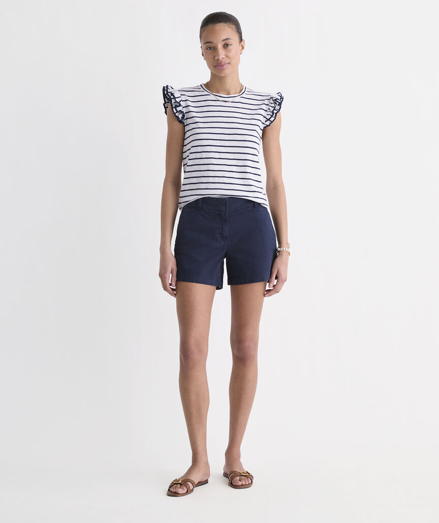 Flutter-Sleeve Slub Jersey Top