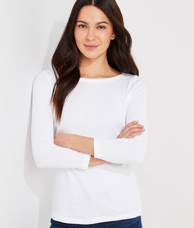 Vineyard Vines Solid Boatneck Simple T-Shirt (White) (Size: XXS)