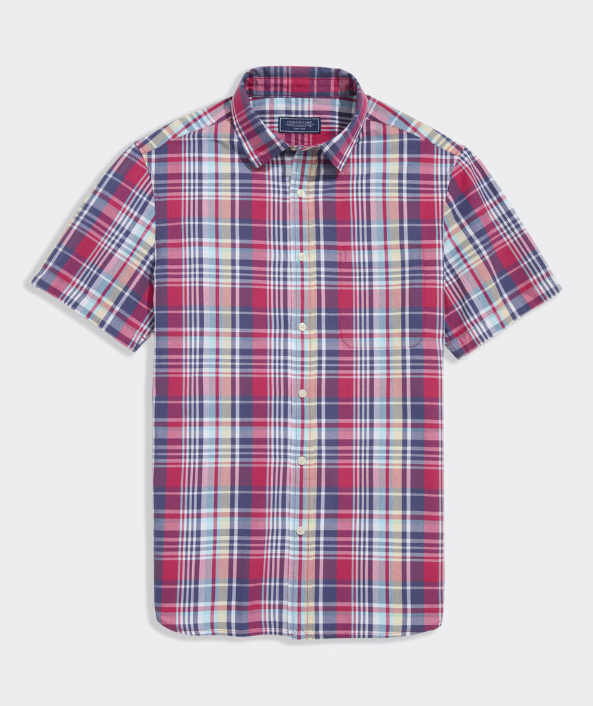 Snapper Plaid Cotton Madras Short-Sleeve Shirt