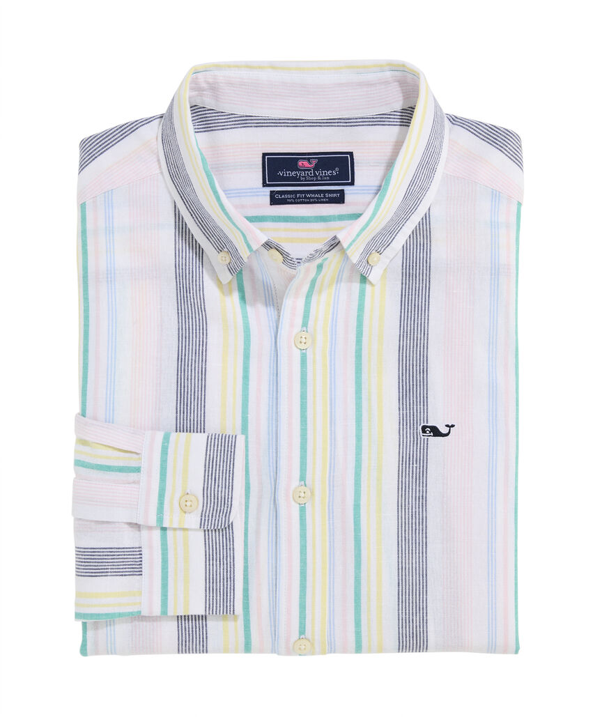 OUTLET Cotton Linen Stripe Shirt
