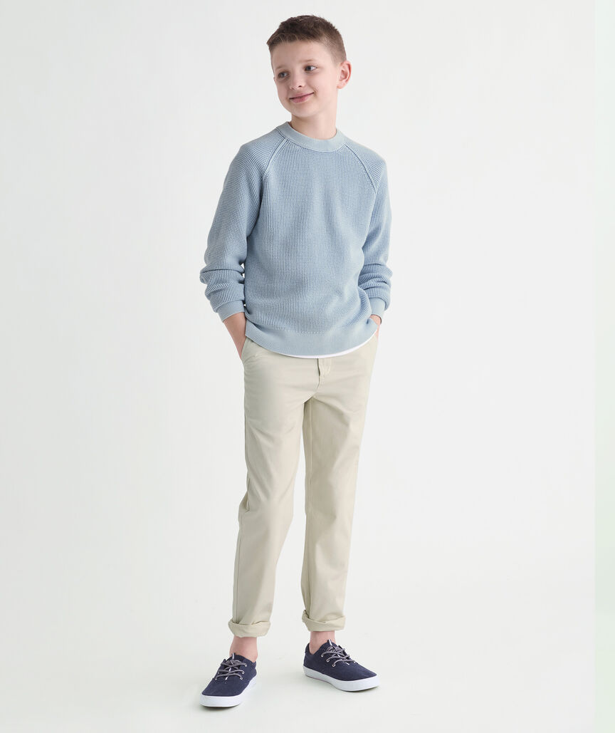 Boys' Garment-Dyed Beach Waffle Crewneck
