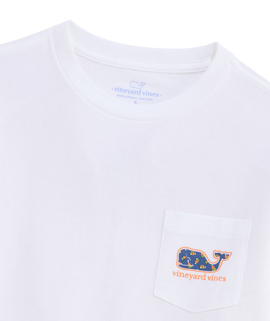 OUTLET Girls' Glitter Candy Corn Whale Long-Sleeve Pocket Tee