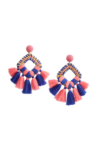 Square Basket Weave Tassel Earrings