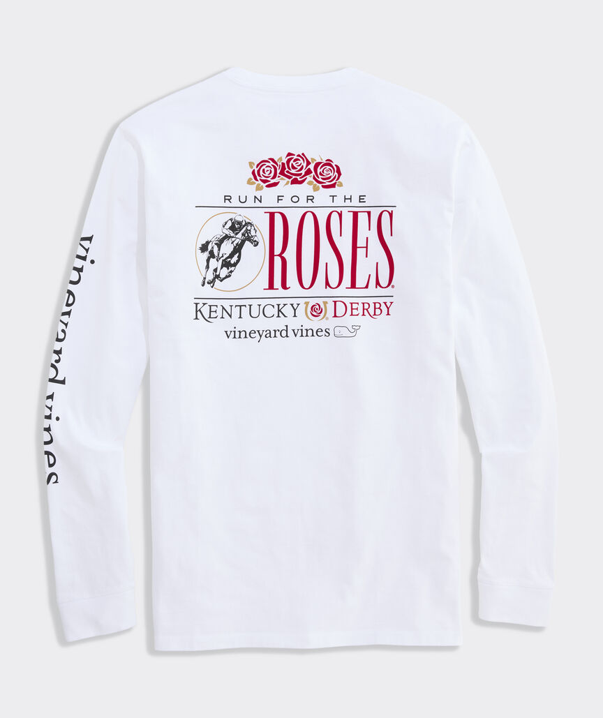 Kentucky Derby Run For The Roses Long-Sleeve Pocket Tee