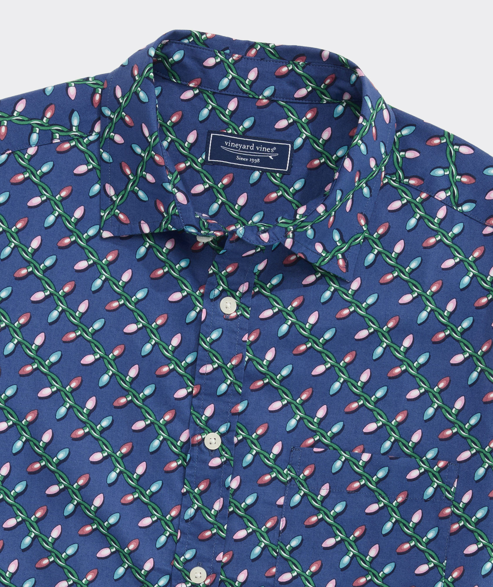 Christmas Lights Cotton Madras Short-Sleeve Shirt