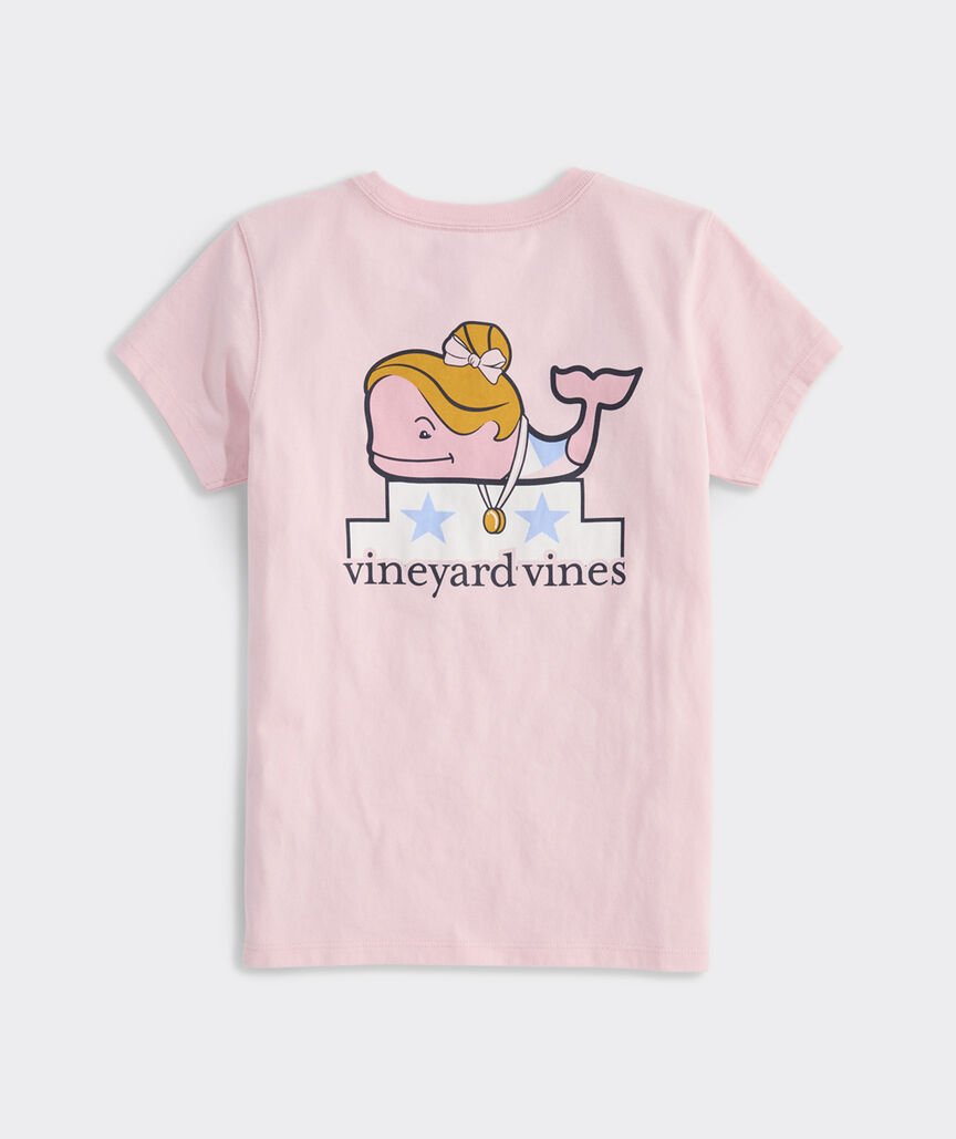 Girls' Gymnastics Winner Whale Short-Sleeve Pocket Tee