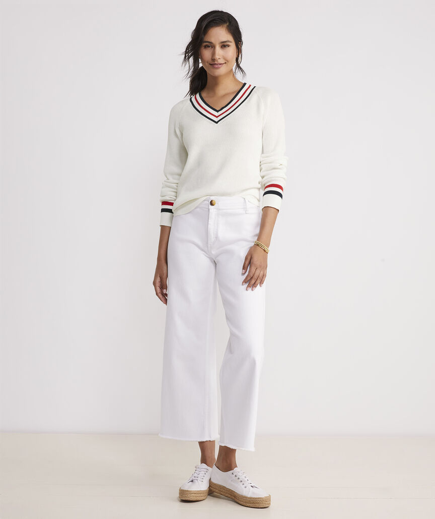 Shop Varsity Heritage Cotton VNeck Sweater at vineyard vines