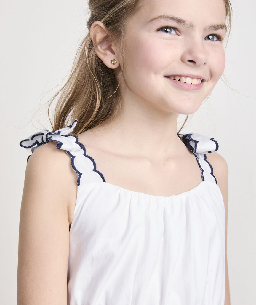 Girls' Poplin Scallop Dress