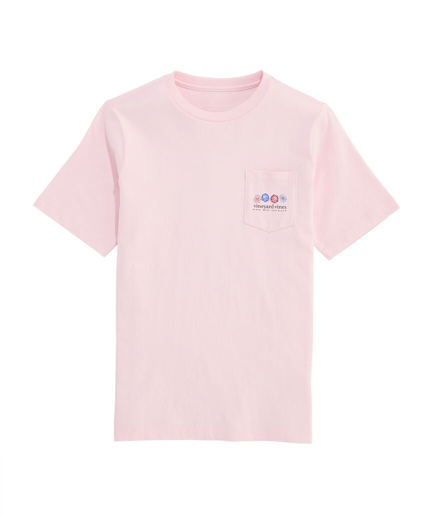 OUTLET Girls' Glitter Fourth Of July Puppies Short-Sleeve Pocket Tee