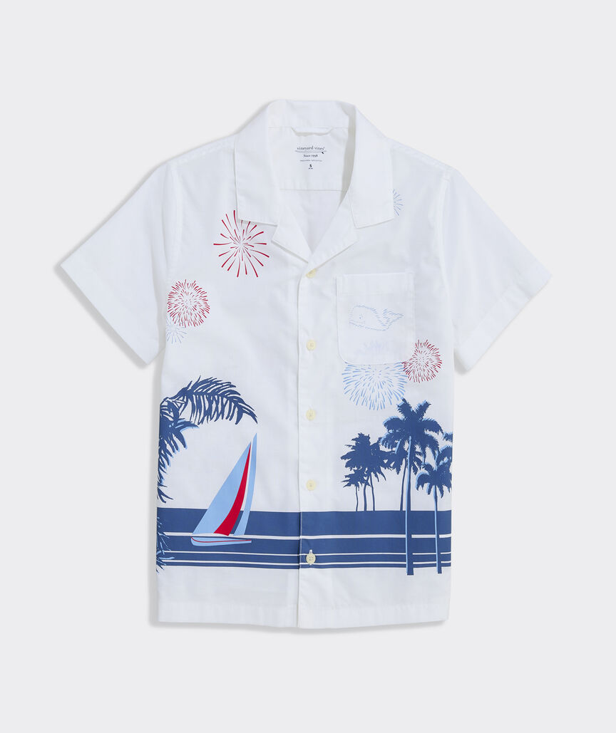 Boys' 4th Of July Scenic Short-Sleeve Cabana Shirt