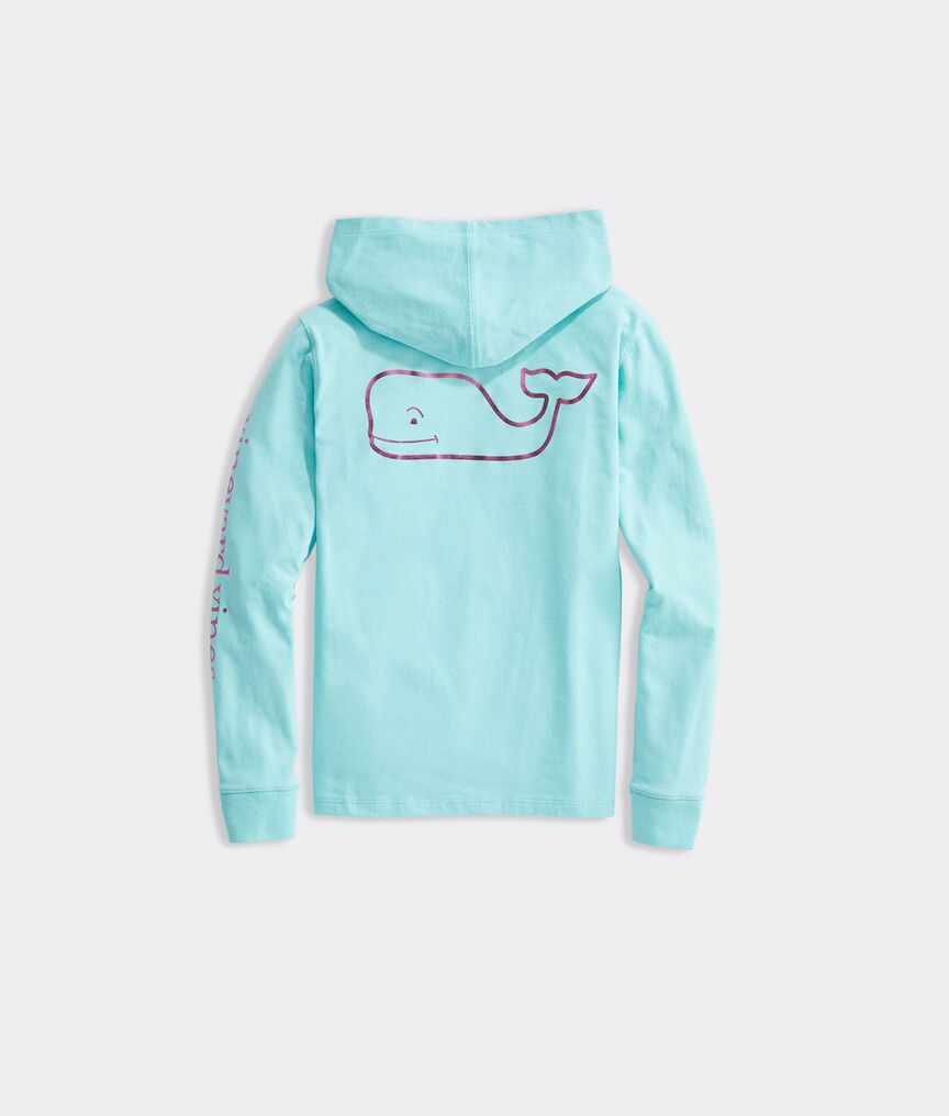 Girls' Foil Whale Hoodie Long-Sleeve Pocket Tee