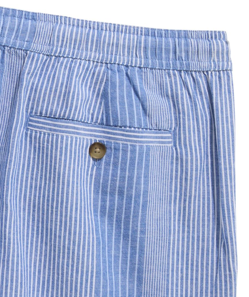 OUTLET 7 Inch Party Stripe Cotton Linen Pull-On Shorts