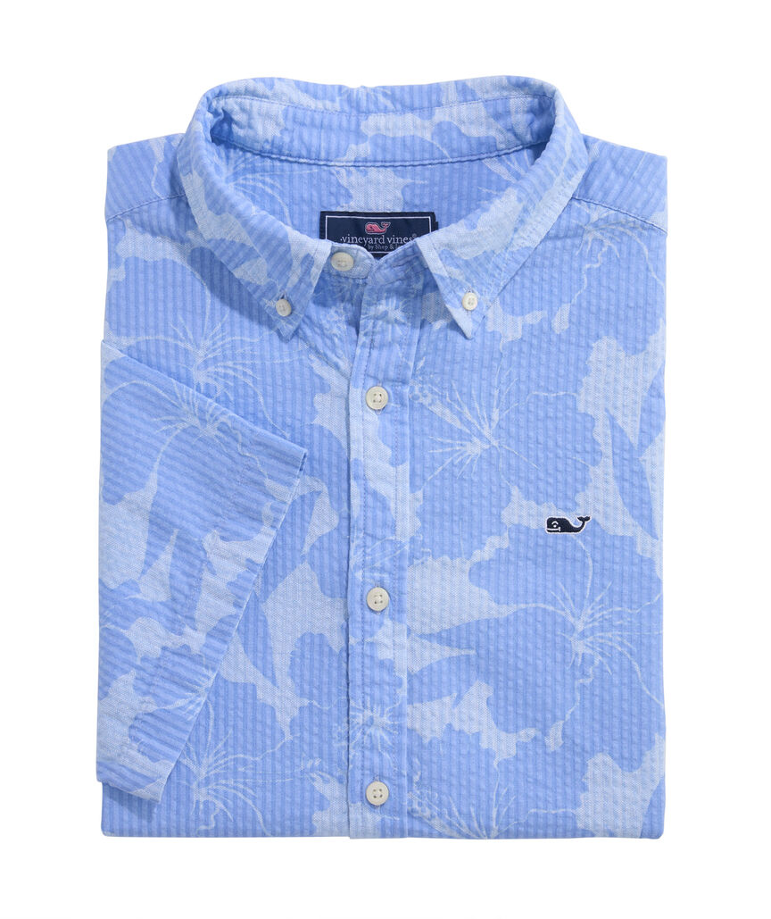OUTLET Seersucker Short-Sleeve Brandon Floral Shirt