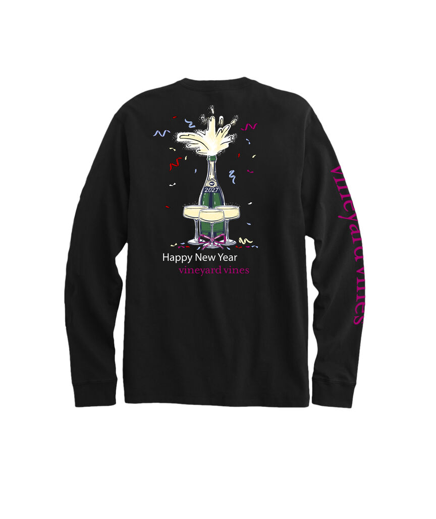 OUTLET New Year's Champagne Toast Long-Sleeve Pocket Tee