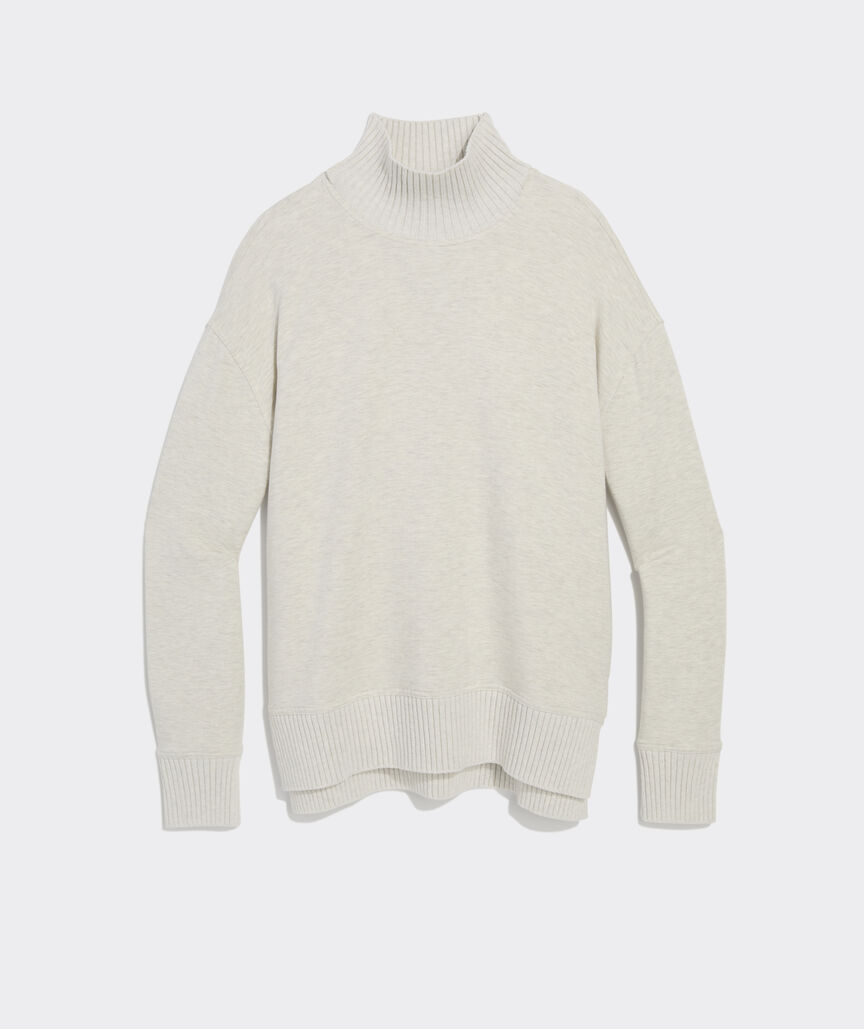 Dreamcloth® Ribbed Trim Funnel-Neck Pullover