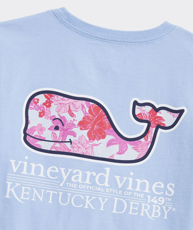 Kentucky Derby Girls' Roses & Posies Whale Short-Sleeve Pocket Tee