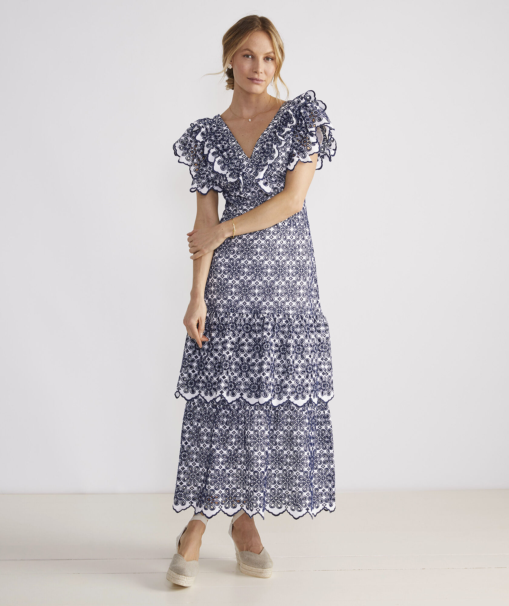 Shop Kentucky Derby Eyelet Ruffle Maxi Dress at vineyard vines