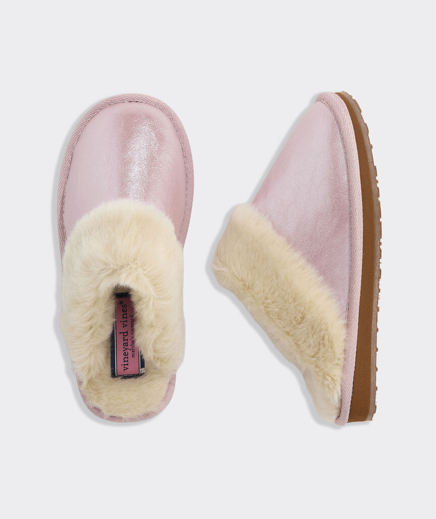 Girls' Metallic Scuff Slippers