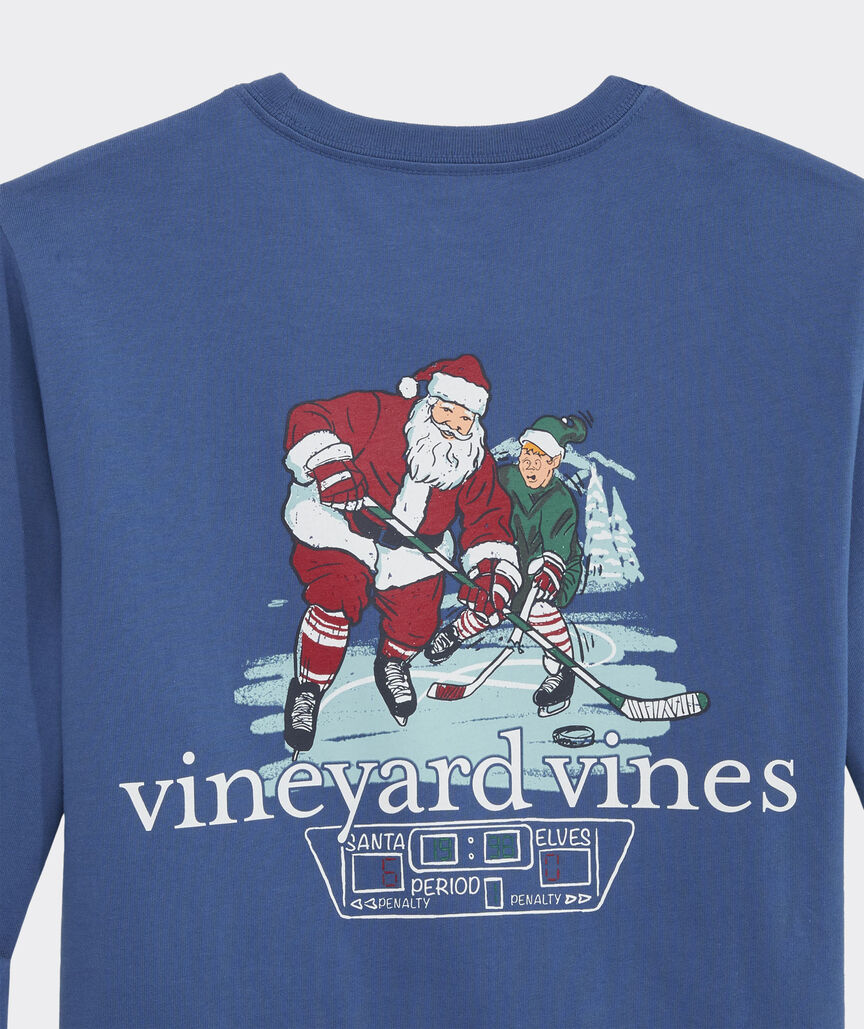 Boys' Santa Hockey Long-Sleeve Pocket Tee