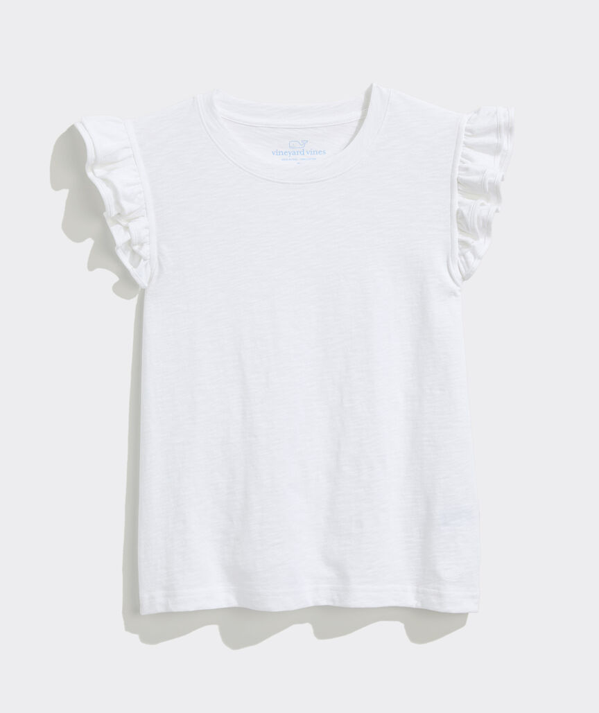 Flutter-Sleeve Slub Jersey Top