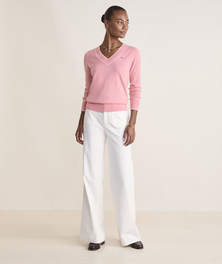 Cotton Cashmere Heritage V-Neck Sweater