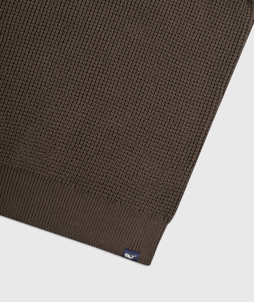 OUTLET Waffle-Knit Button Mockneck Sweater