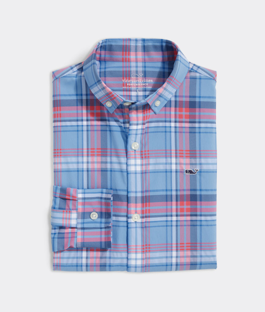 Boys' Plaid On-The-Go Performance Whale Shirt