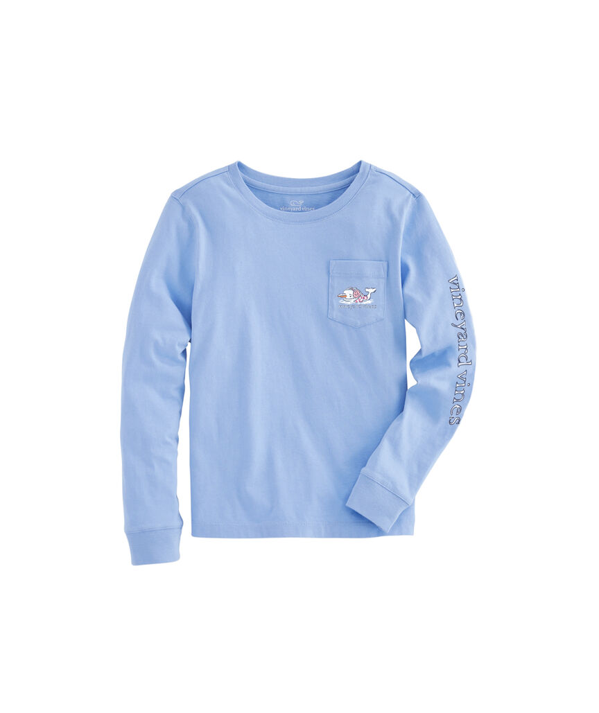 OUTLET Girls' Snowman Whale Long-Sleeve Pocket Tee