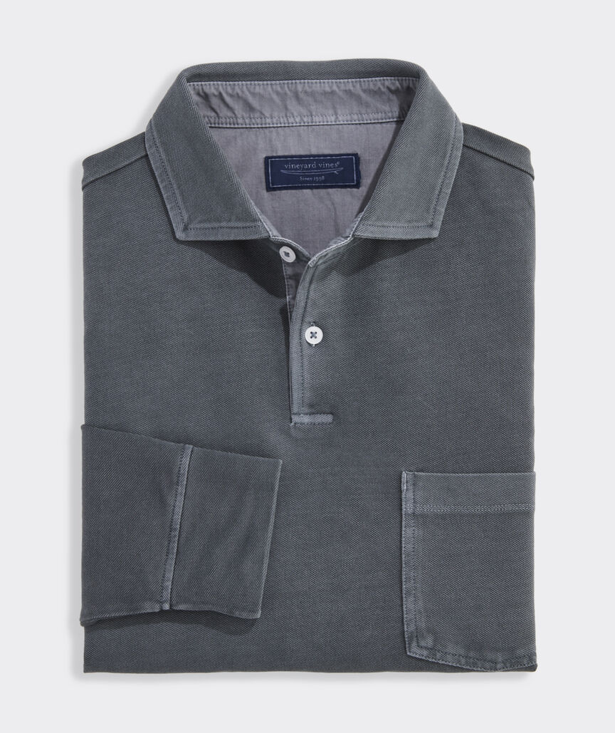 Lived-In Long-Sleeve Pique Polo