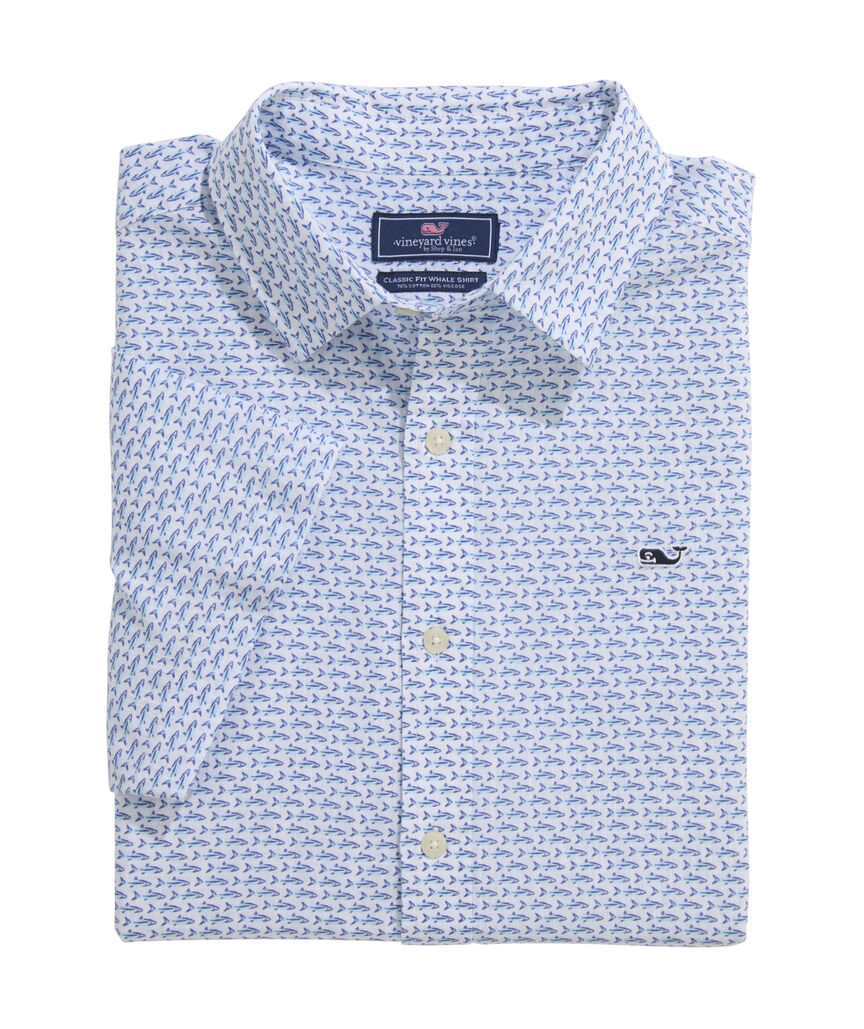 OUTLET Slub Cotton Short-Sleeve Mini Bonefish Whale Shirt