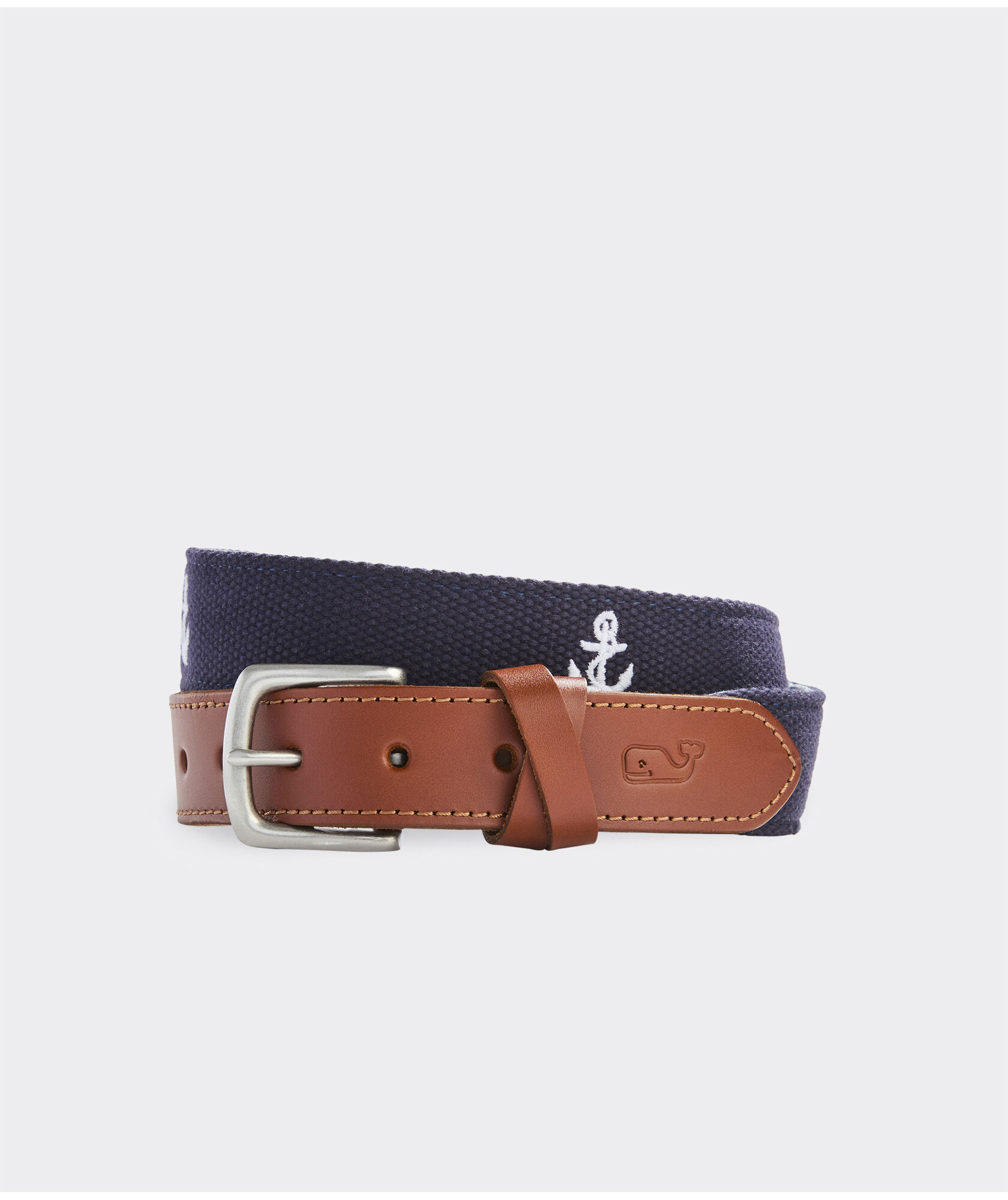 Roped Anchor Embroidered Canvas Club Belt