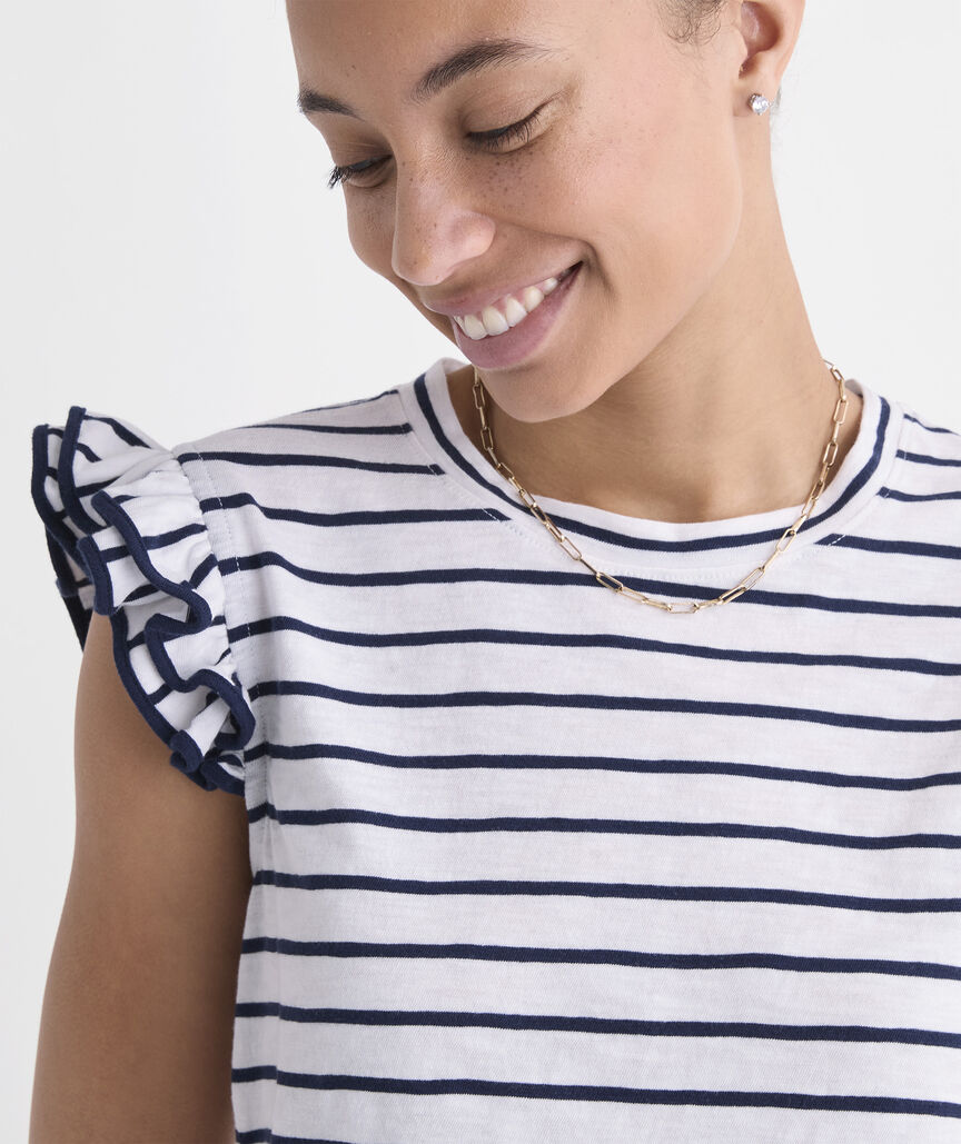 Flutter-Sleeve Slub Jersey Top