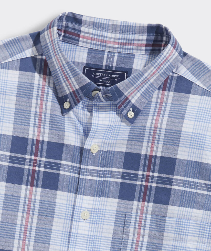 Stretch Cotton Madras Plaid Shirt