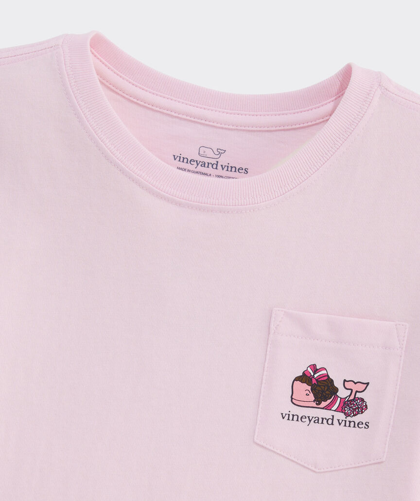 Girls' Cheer Football Field Whale Short-Sleeve Pocket Tee