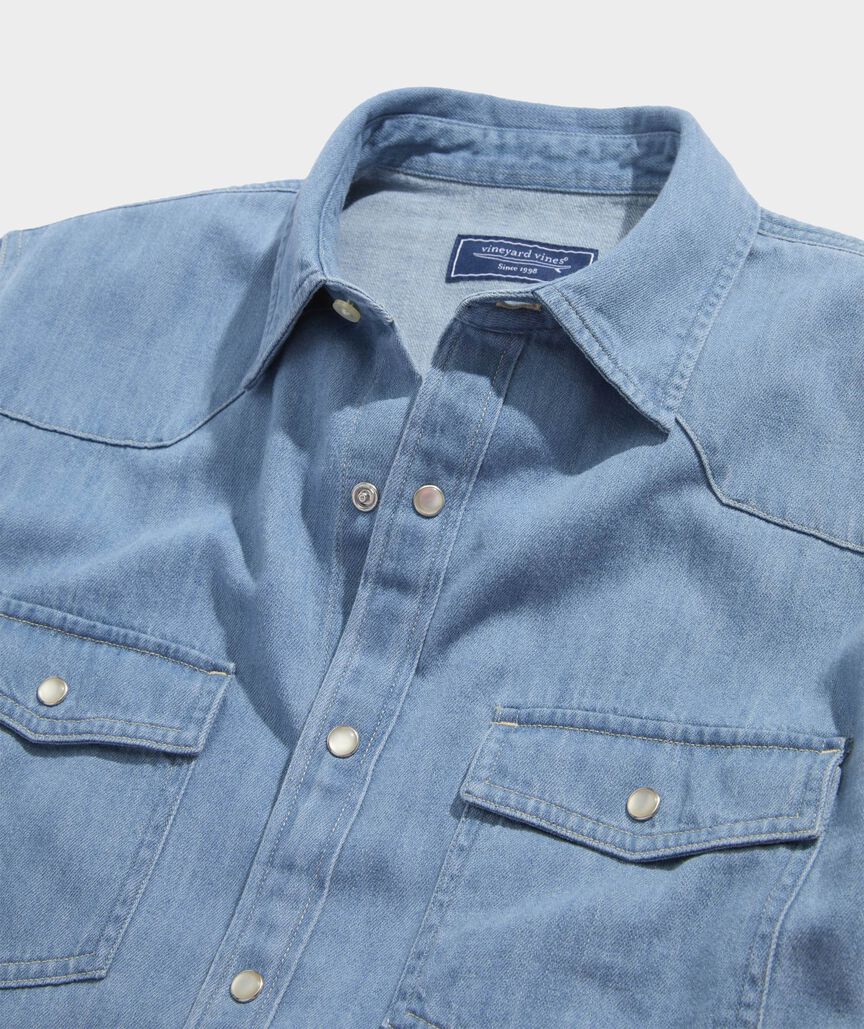 Cotton-Linen Denim Western Shirt