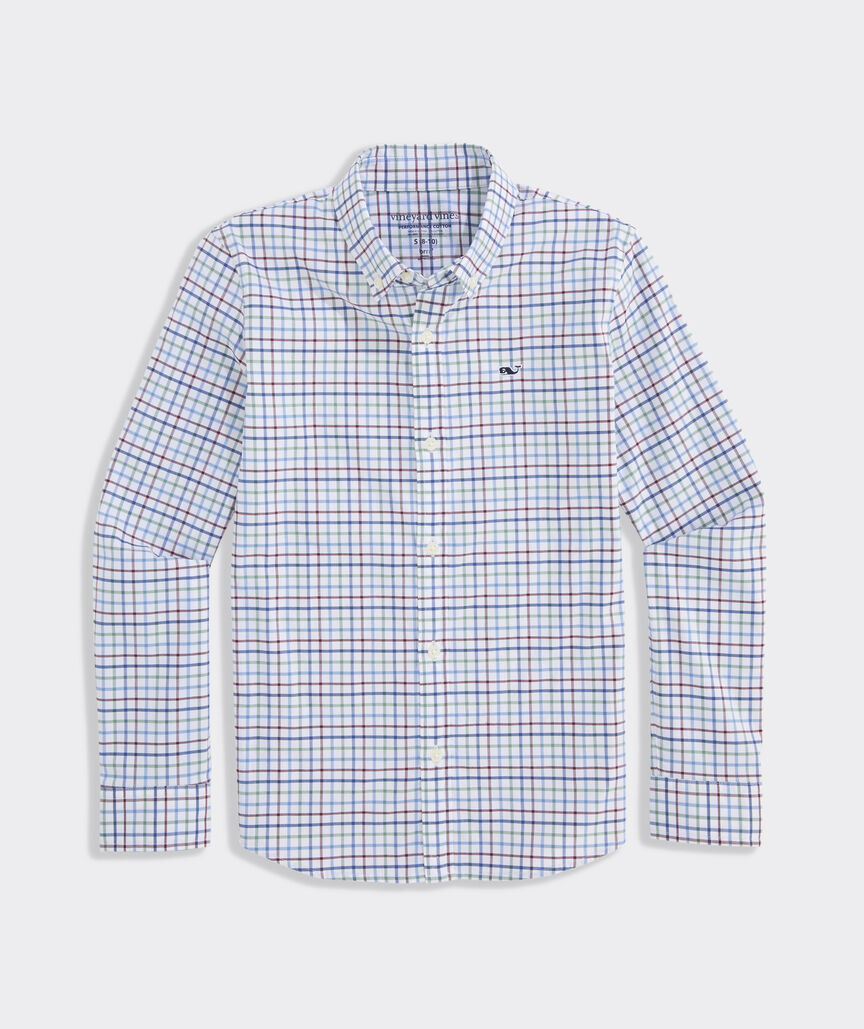 Boys' Performance Cotton Tattersall Shirt