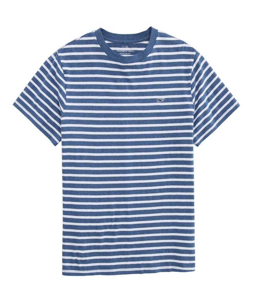 OUTLET Sunwashed Heathered Stripe Whale Embroidered Short-Sleeve Tee