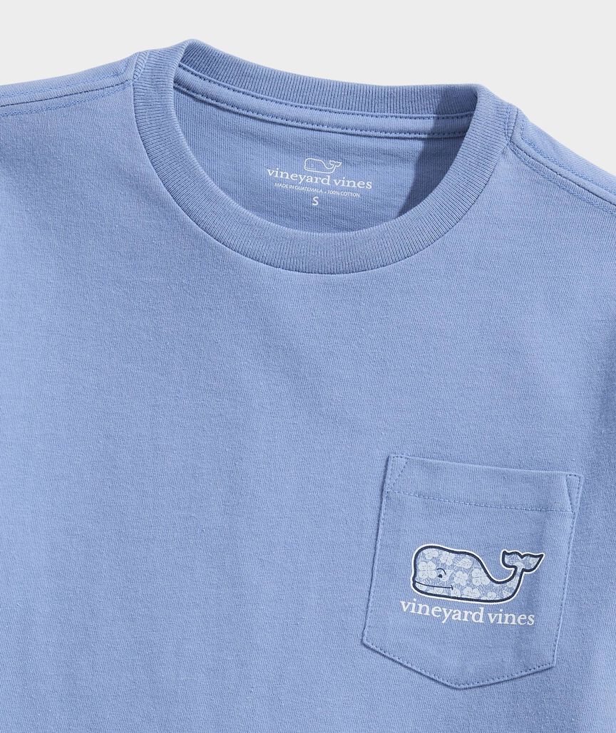 Boys' Tiki Woodblock Floral Whale Short-Sleeve Pocket Tee