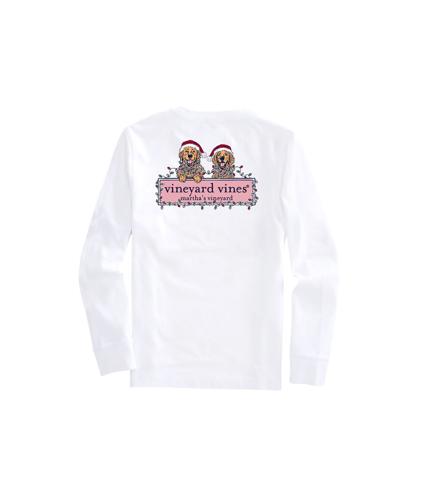 OUTLET Boys' String Lights Pups Logo Box Long-Sleeve Pocket Tee
