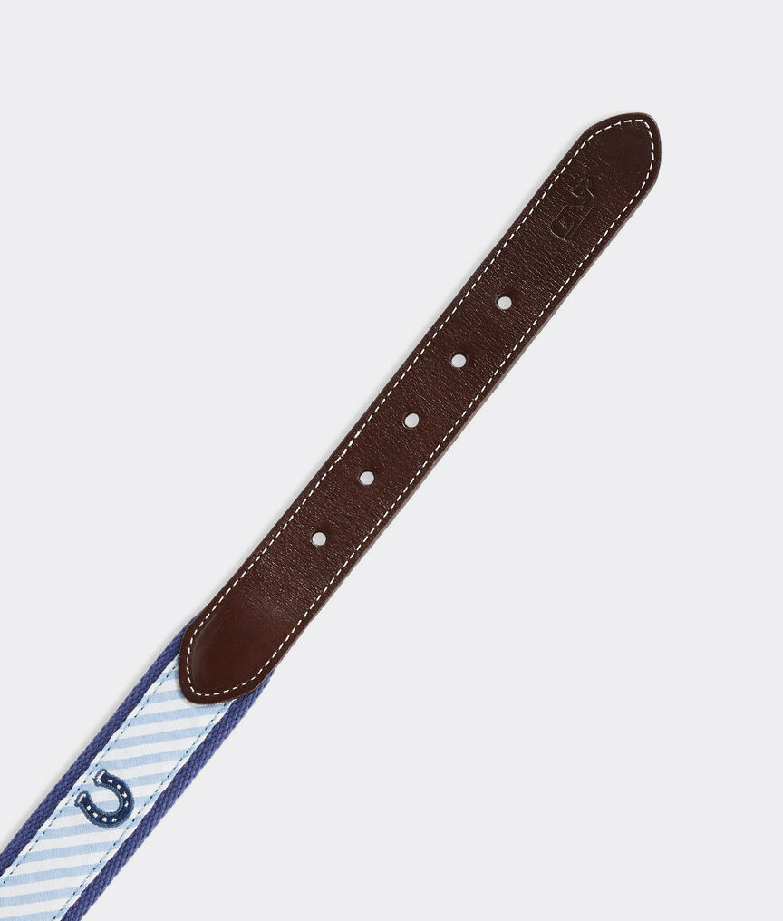 Kentucky Derby Horseshoe Embroidered Stripe Canvas Club Belt