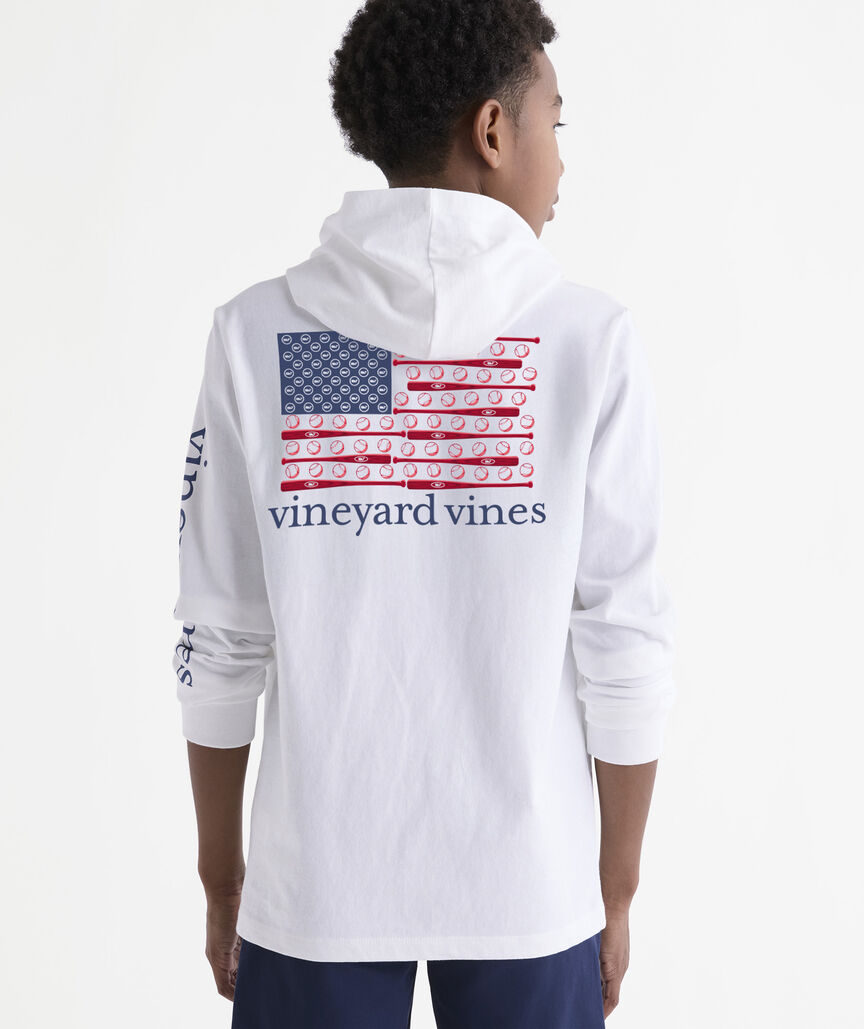 Boys' USA Baseball Flag Long-Sleeve Hoodie Tee