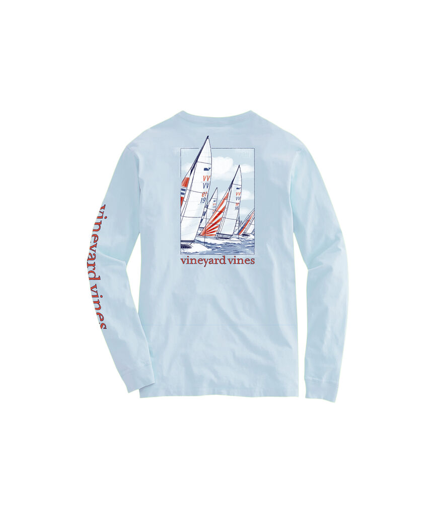 OUTLET Painted Sailboat Race Scene Long-Sleeve Tee