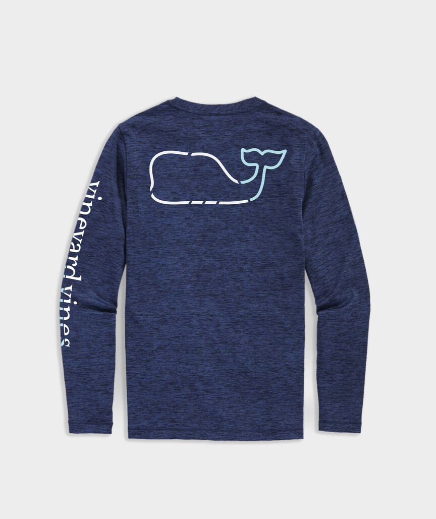 On-The-Go Whale Outline Long-Sleeve Harbor Performance Tee