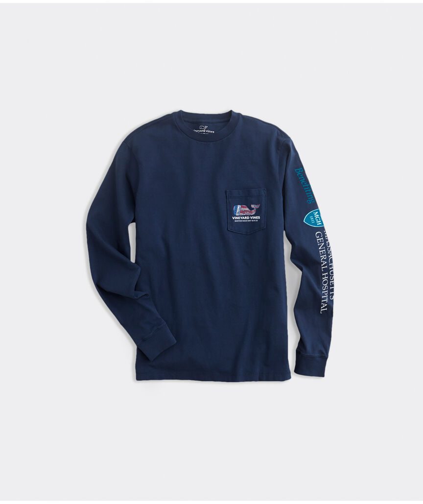 Wicked Strong Boston Marathon Whale Long-Sleeve Pocket Tee