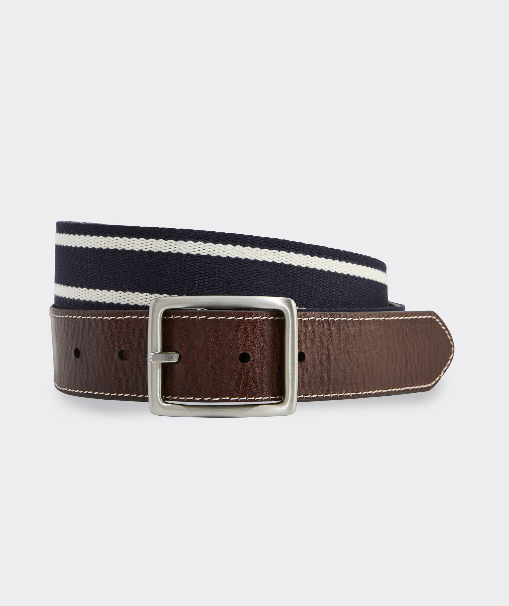 Vinyard Vines soft leather and sueded leather logo belt in dark brown vineyard vines Men main image 2
